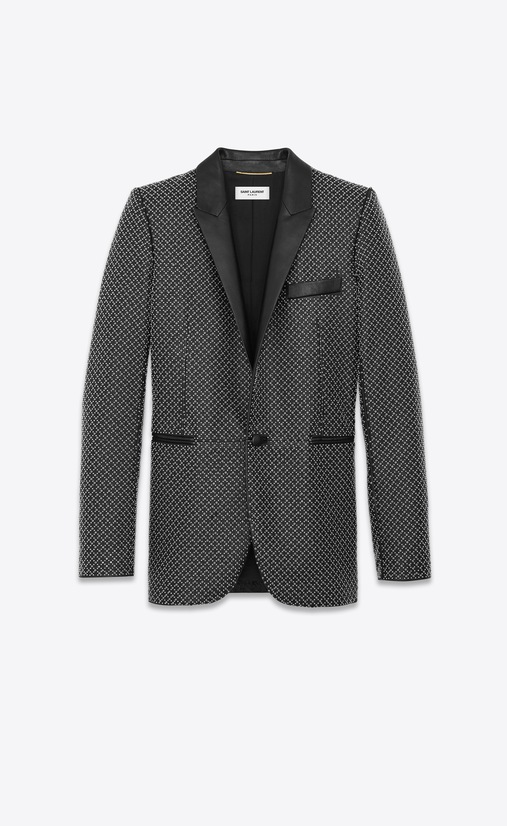 SAINT LAURENT Classic Jackets Femme blazer en agneau brodé de studs a_V4
